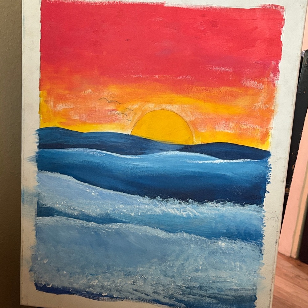 Sunset Over Ocean Canvas Art